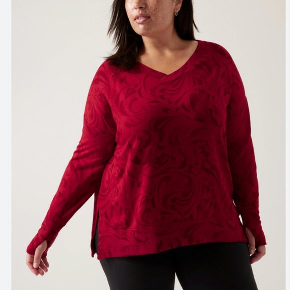 Atheleta Red Coaster Luxe V-Neck Sweatshirt Brand New Size Small - Picture 10 of 11